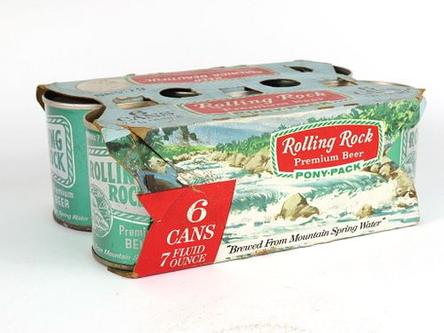 1969 Rolling Rock Beer Pony Pack Six Pack With 7oz Cans T29-25, Latrobe, Pennsylvania