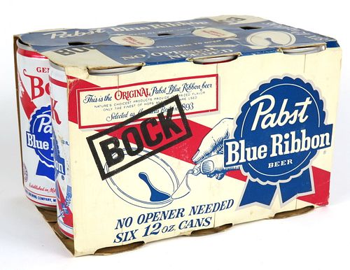1964 Pabst Bock Beer Six Pack 12oz, Zip Top, With INCORRECT non-zip cans Milwaukee, Wisconsin