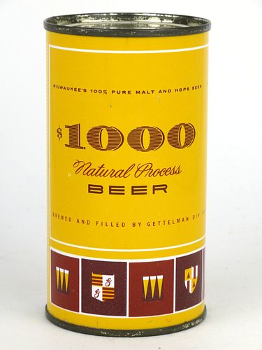 1960 One Thousand Dollar Beer 12oz 109-15, Flat Top, Milwaukee, Wisconsin