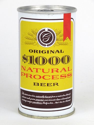 1969 Original $1000 Beer 12oz T104-27, Ring Top, Milwaukee, Wisconsin