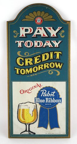 1966 Pabst Beer Wooden Plaque "Credit Tomorrow", Milwaukee, Wisconsin