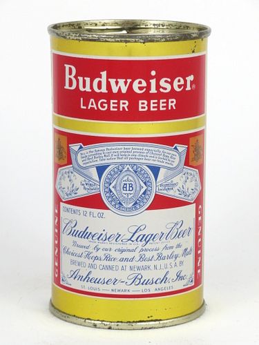 1954 Budweiser Lager Beer 12oz 44-31, Flat Top, Newark, New Jersey