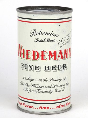 1954 Wiedemann Fine Beer 12oz 145-22, Flat Top, Newport, Kentucky