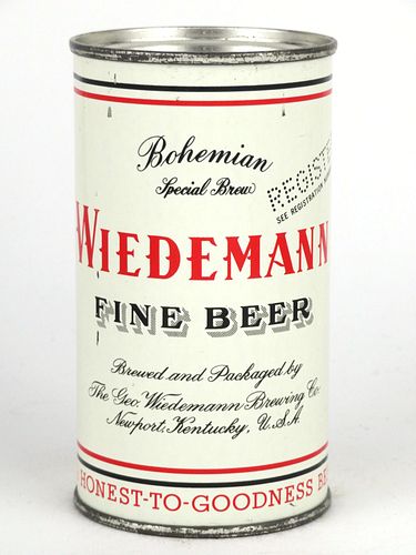 1953 Wiedemann Fine Beer 12oz 145-37, Flat Top, Newport, Kentucky