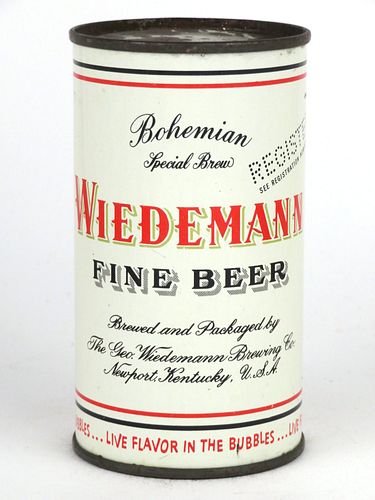 1958 Wiedemann's Fine Beer 12oz 145-35, Flat Top, Newport, Kentucky
