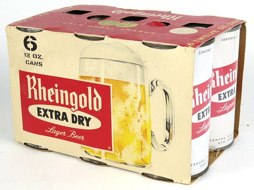 1960 Rheingold Extra Dry Beer 6 pack With 12oz Cans 123-07, Orange, New Jersey