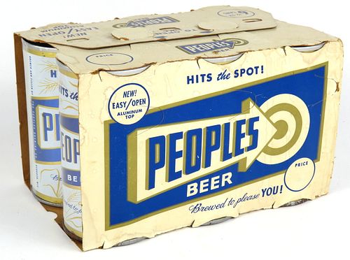 1971 People's Beer Six Pack With 12oz Cans T108-06, Oshkosh, Wisconsin