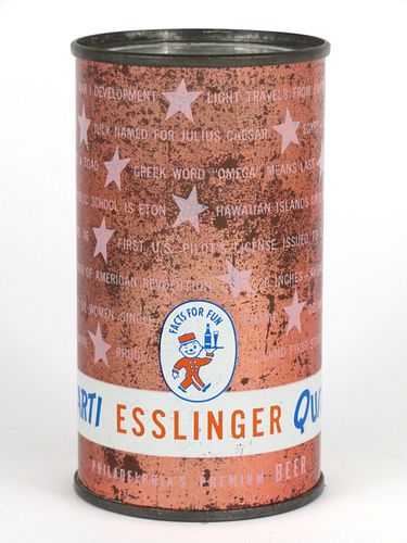 1953 Esslinger's Parti Quiz Beer 12oz 60-29, Flat Top, Philadelphia, Pennsylvania