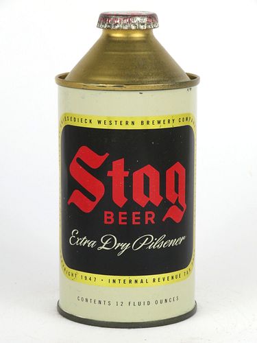 1946 Stag Beer 12oz 186-01, High Profile Cone Top, Belleville, Illinois