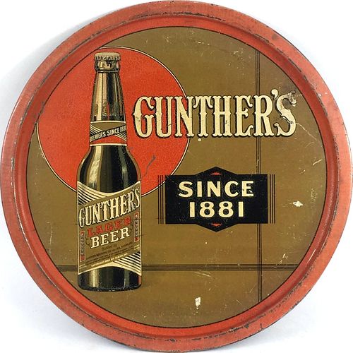 1933 Gunther's Lager Beer 14 inch tray, Baltimore, Maryland