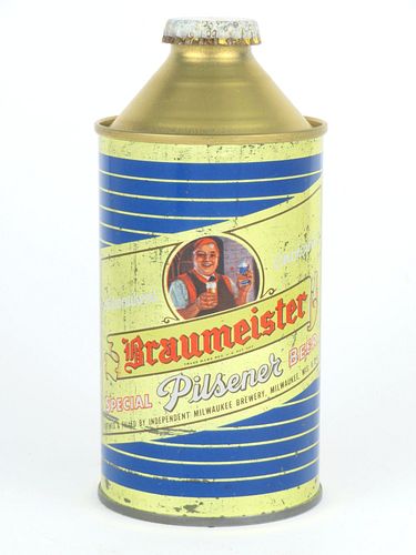 1950 Braumeister Pilsener Beer 12oz 154-13, High Profile Cone Top, Milwaukee, Wisconsin