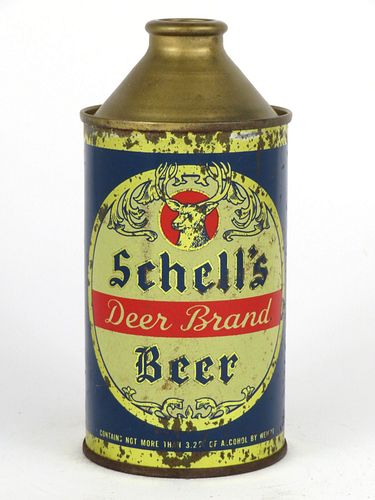 1952 Schell's Deer Brand Beer 12oz 183-07, High Profile Cone Top, New Ulm, Minnesota