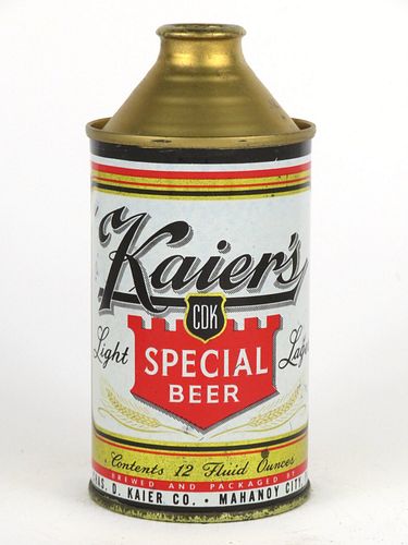 1952 Kaier's Special Beer 12oz 170-20.2, High Profile Cone Top, Mahanoy City, Pennsylvania