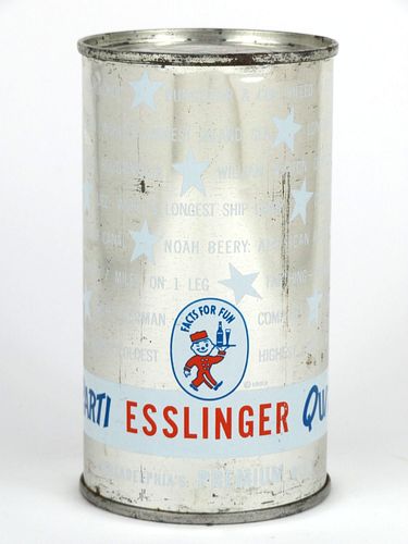 1953 Esslinger's Parti Quiz Beer 12oz 60-32, Flat Top, Philadelphia, Pennsylvania