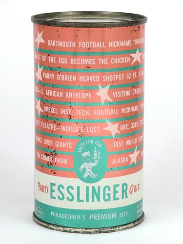 1956 Esslinger's Parti Quiz Beer 12oz 60-36, Flat Top, Philadelphia, Pennsylvania