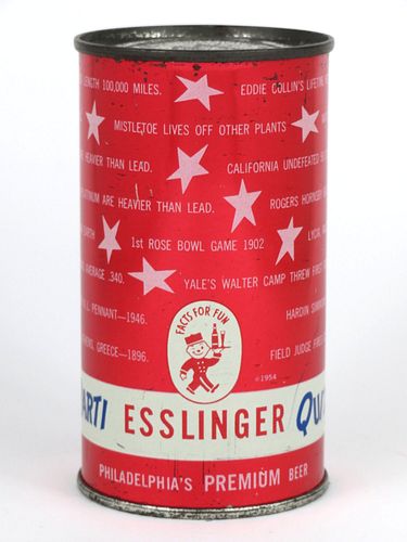1956 Esslinger's Parti Quiz Beer 12oz 60-30, Flat Top, Philadelphia, Pennsylvania