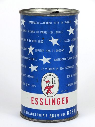 1953 Esslinger's Parti Quiz Beer 12oz 60-28, Bank Top, Philadelphia, Pennsylvania