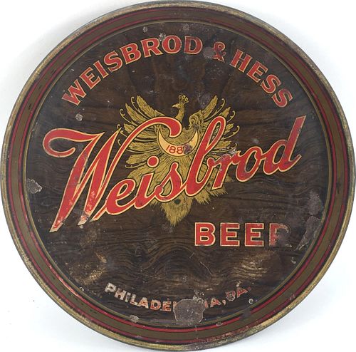 1910 Weisbrod Beer 12 inch tray, Philadelphia, Pennsylvania