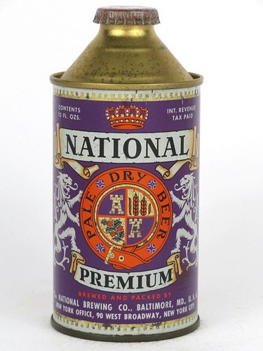 1947 National Premium Beer 12oz 175-01, High Profile Cone Top, Baltimore, Maryland