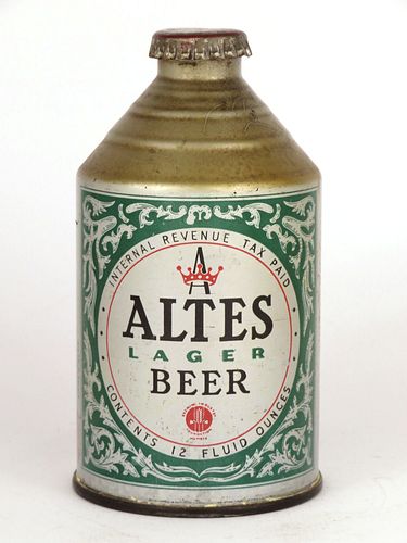1947 Altes Lager Beer (Rare Typo Variation) 12oz 192-03.1, Crowntainer, Detroit, Michigan