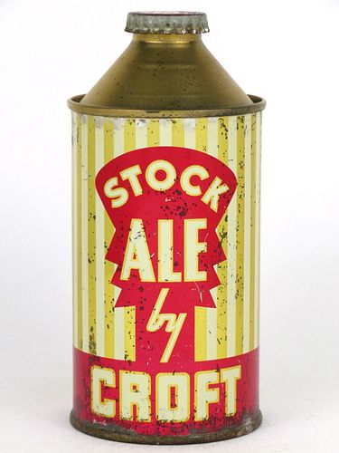 1961 Stock Ale by Croft 12oz 158-21, High Profile Cone Top, Boston, Massachusetts