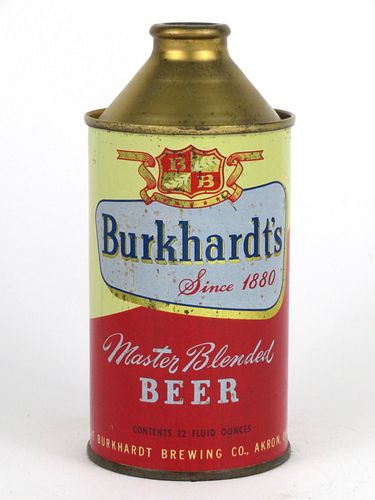 1952 Burkhardt's Master Blended Beer 12oz 156-05, High Profile Cone Top, Akron, Ohio