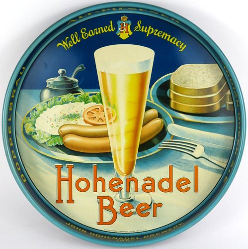 1935 Hohenadel Beer 12 inch tray, Philadelphia, Pennsylvania