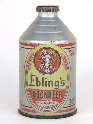 1940 Ebling's Bock Beer 12oz 193-17, Crowntainer, New York, New York