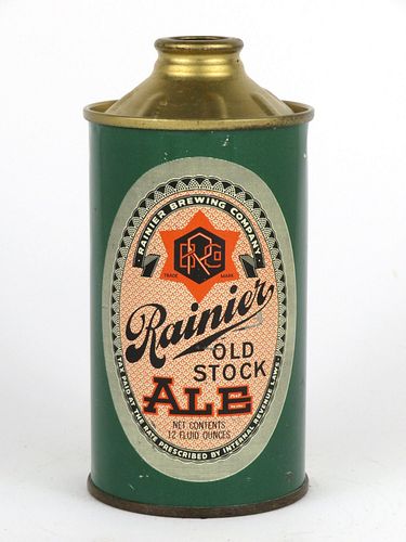1952 Rainier Old Stock Ale 12oz 180-03, Low Profile Cone Top, San Francisco, California