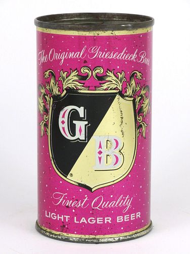 1955 Griesedieck Bros. Light Lager Beer 12oz 77-09, Flat Top, Saint Louis, Missouri