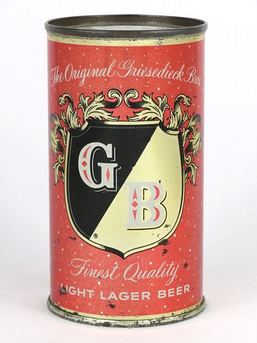 1955 Griesedieck Bros. Light Lager Beer 12oz 77-11, Flat Top, Saint Louis, Missouri