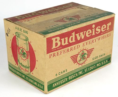 1940 (the first!) Budweiser Beer OI can six pack box 12oz Flat Top, Saint Louis, Missouri