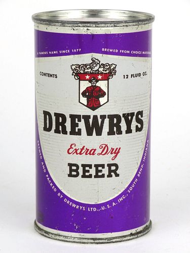1955 Drewrys Extra Dry Beer (Heart-Shaped/Oval Face) 12oz 57-03.1, Flat Top, South Bend, Indiana