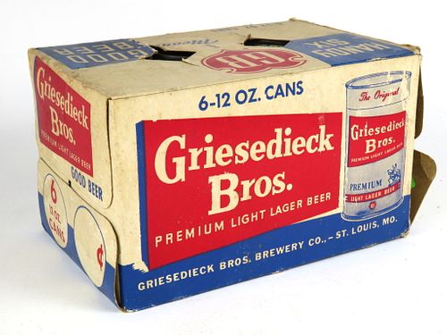 1955 Griesedieck Bros. Beer 6 pack With 12oz Cans 76-14, St. Louis, Missouri