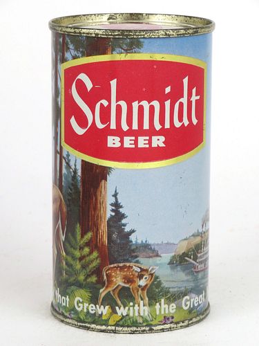 1962 Schmidt Beer "Deer/Steamboat" 12oz 131-04, Flat Top, Saint Paul, Minnesota