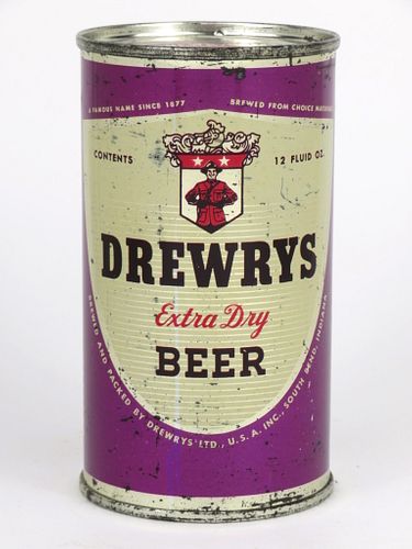 1955 Drewrys Extra Dry Beer Square Face/Round Face 12oz 57-03.2, Flat Top, South Bend, Indiana