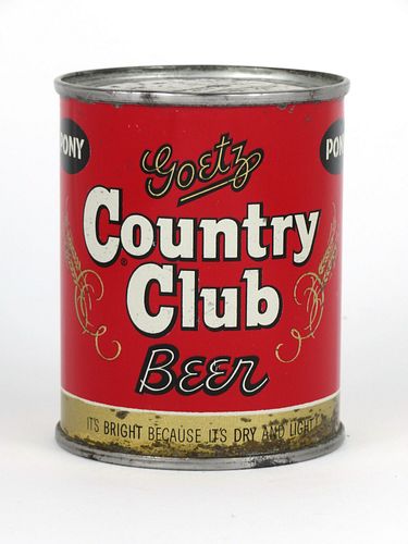 1952 Goetz Country Club Beer 8oz 240-05, Flat Top, St. Joseph, Missouri