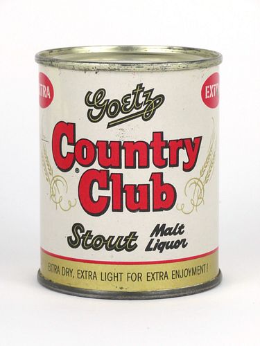 1956 Goetz Country Club Stout Malt Liquor 8oz 240-30, Flat Top, St. Joseph, Missouri
