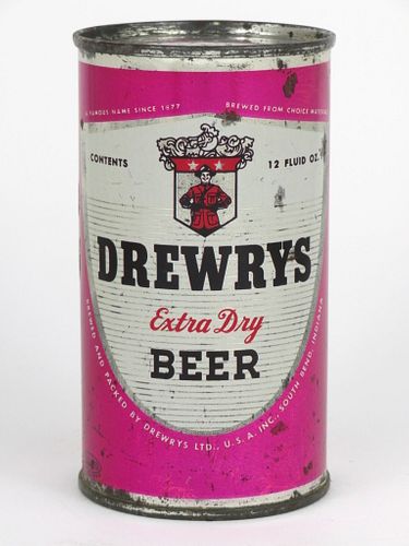 1955 Drewrys Extra Dry Beer Chins/Eyebrows 12oz 56-38.2, Flat Top, South Bend, Indiana