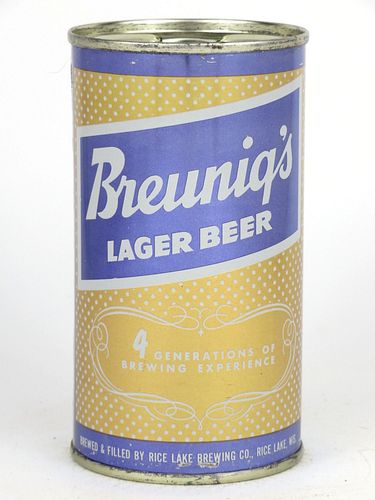1960 Breunig's Lager Beer 12oz 41-20, Flat Top, Rice Lake, Wisconsin