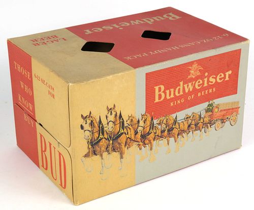 1956 Budweiser Beer six pack box 12oz No Ref., Flat Top, Saint Louis, Missouri