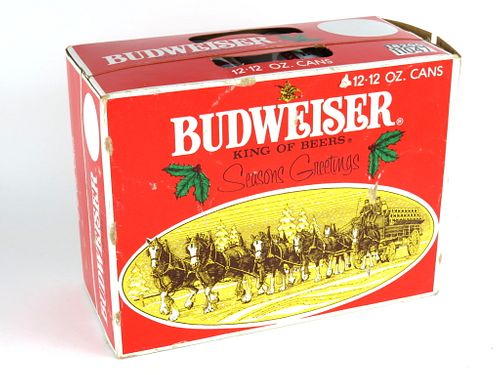 1980 Budweiser Beer Christmas 12 pack With 12oz Cans, Saint Louis, Missouri