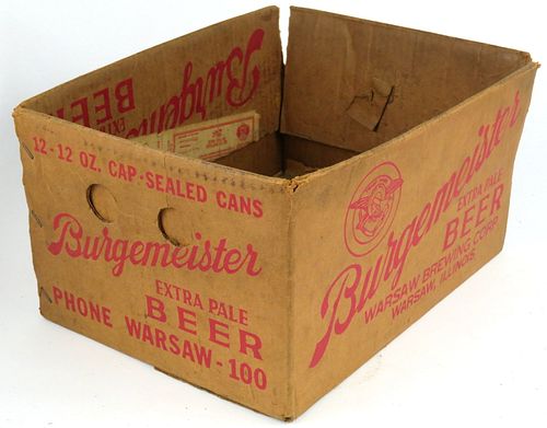 1953 Burgemeister Pilsener Beer cone top 12 pack 12oz No Ref., High Profile Cone Top, Warsaw, Illinois