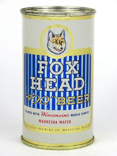 1957 Fox Head "400" Beer 12oz 66-12, Flat Top, Waukesha, Wisconsin