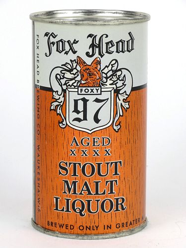 1959 Fox Head Stout Malt Liquor 12oz 66-19v, Flat Top, Waukesha, Wisconsin