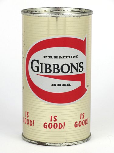 1965 Gibbons Beer 12oz T68-16.2, Bank Top, Wilkes-Barre, Pennsylvania