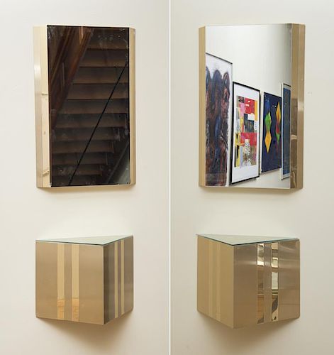 PAIR OF CONSOLES WITH MIRRORS, IN THE STYLE OF PAUL EVANS