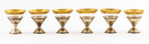 Sterling Silver and Gilt Glasses, 6