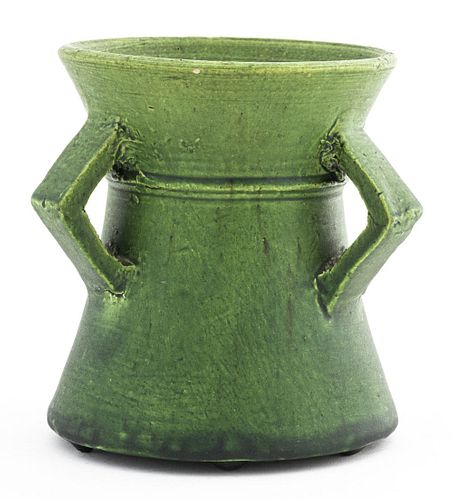 Arts & Crafts Matte Green Pottery Vase, Signed