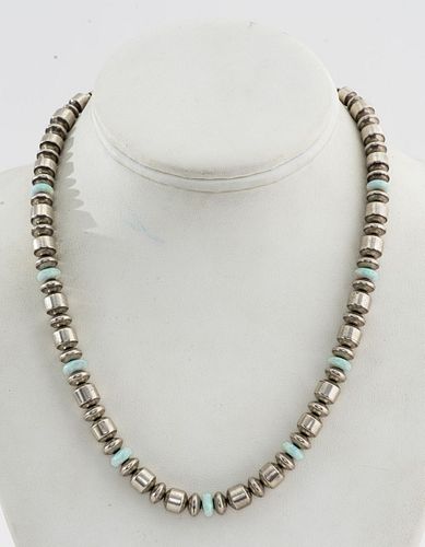Christin Wolf Native Silver Opal Beaded Necklace